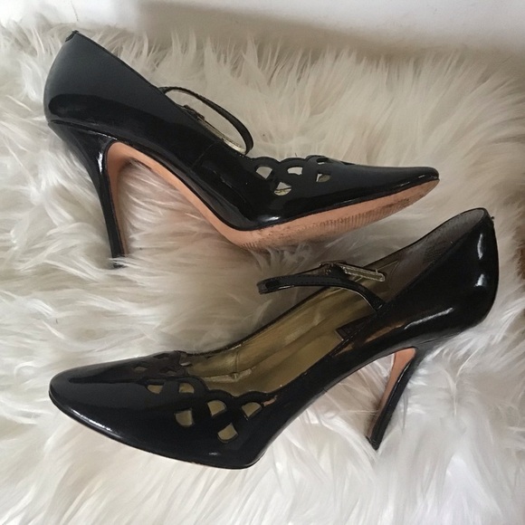 Steven Steve Madden black pierced “Dreamin” trap patent leather stilettos 8.5 - Picture 10 of 10